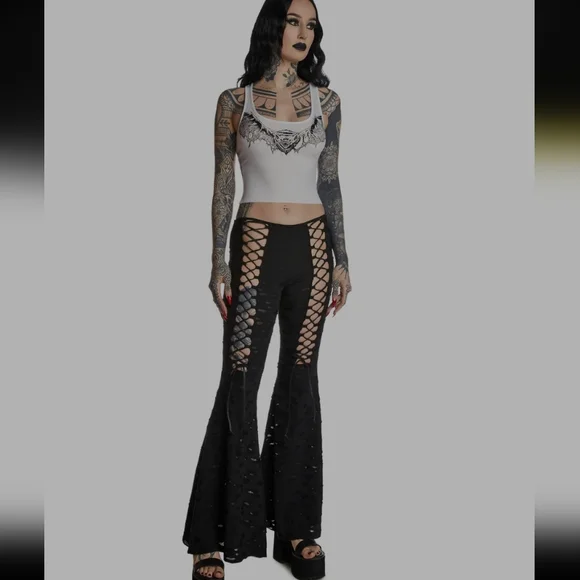 Dolls Kill Flare Pants - Picture 3 of 12